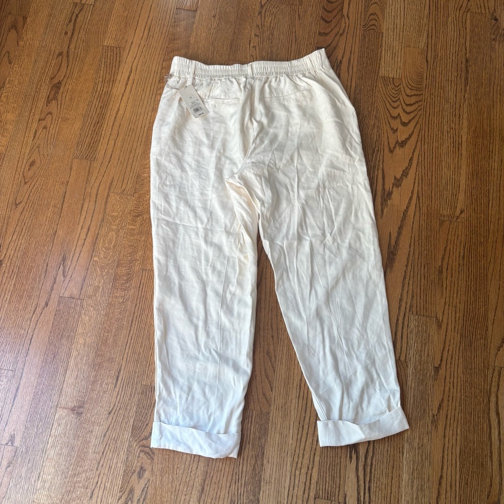 A New Day Cream High-Rise Slim Fit Pintuck Ankle Pant Womens 12 r Cuffed Hem nwt - Picture 7 of 9